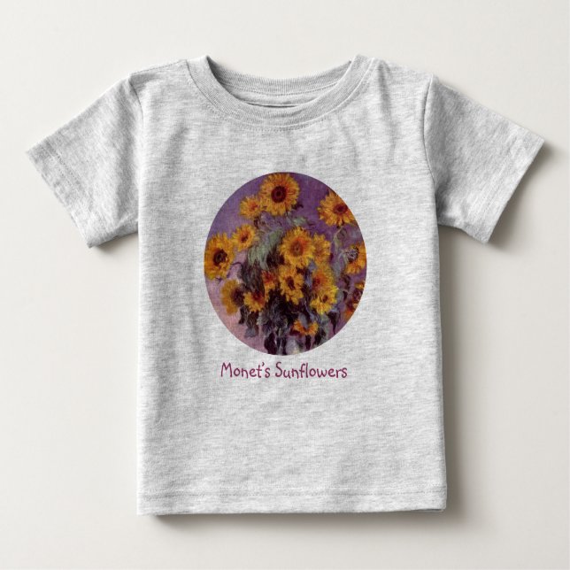 Camiseta Para Bebê Girassóis por Claude Monet (Frente)