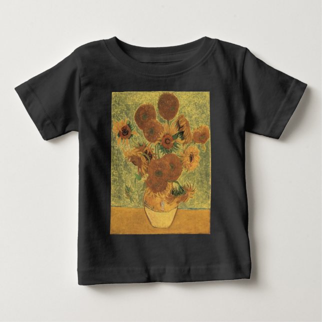 Camiseta Para Bebê Girassóis por Van Gogh (Frente)
