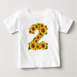 Camiseta Para Bebê Girassóis Tema Número 2 para Meninas de 2 Anos