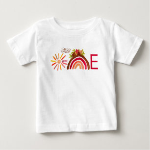 Camiseta Para Bebê Girassol 1º Aniversário Aquarela Sol Amarelo Menin