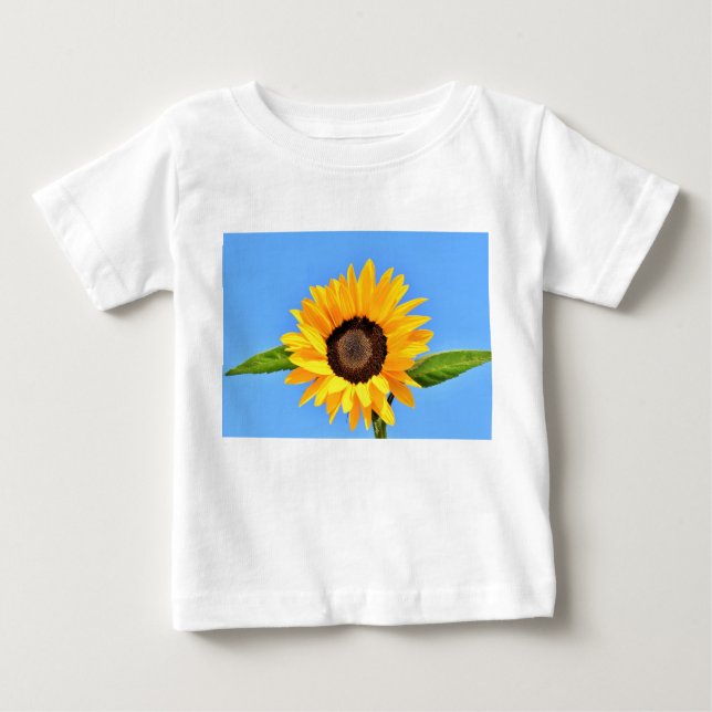 Camiseta Para Bebê Girassol Amarelo contra Sol no Céu Azul - Verão (Frente)
