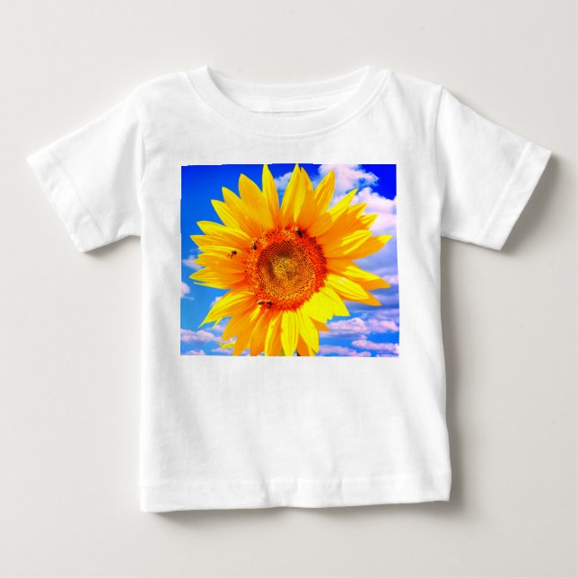 Camiseta Para Bebê Girassol e Bebê T-Shirt (Frente)