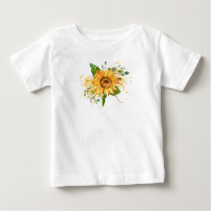 Camiseta Para Bebê Girassol e libélula respingo outono