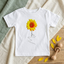 Camiseta Para Bebê Girassol Moderno de Verão | Nome e Monograma Perso