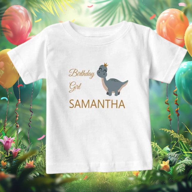 Camiseta Para Bebê GIRL Boho T rex Dinossauro (Dress your little one in this adorable GIRL Boho T-Rex Dinosaur Baby T-Shirt! )