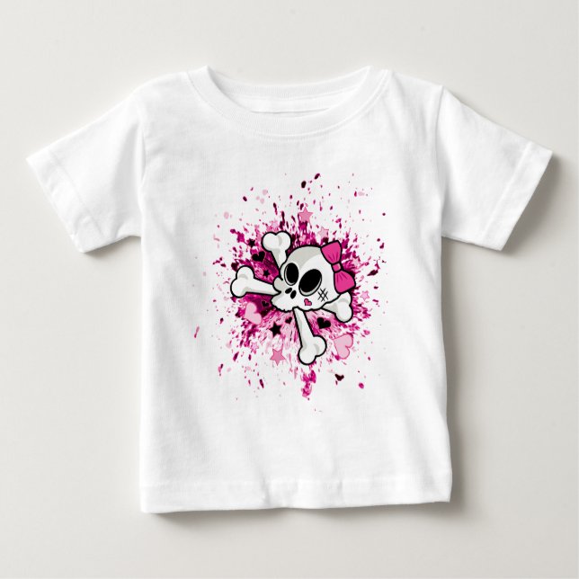 Camiseta Para Bebê Girlie Skull (Frente)