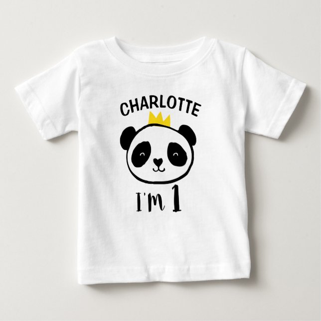 Camiseta Para Bebê Girls Panda Bear Princesa T-Shirt primeiro anivers (Frente)
