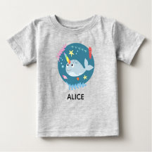 Girls Trendy e Cute Rainbow Narwhal e Nome