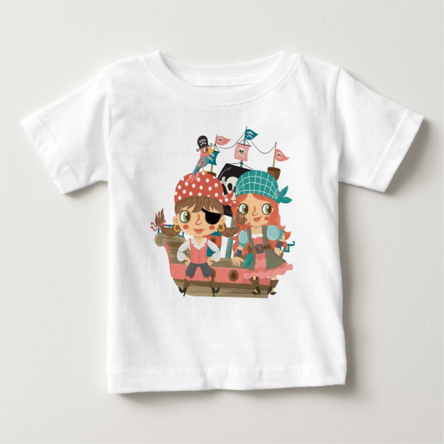 Camiseta Para Bebê Girly Pirates (Frente)