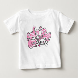 Camiseta Para Bebê Girly Rock n' Roll Skull