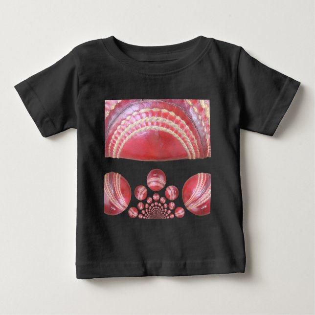 Camiseta Para Bebê Giro de Crimson - Uma Bola Bela de Críquete Vermel (Frente)