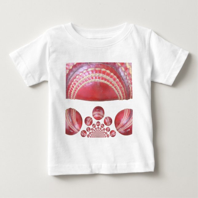 Camiseta Para Bebê Giro de Crimson - Uma Bola Bela de Críquete Vermel (Frente)
