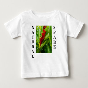 Camiseta Para Bebê Glistening Red Ginger Flower and Rain-Kissed Leave