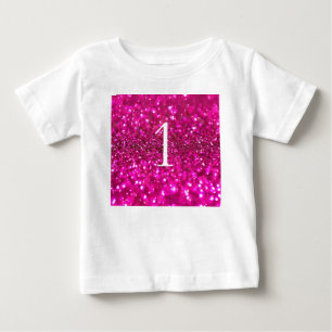 Camiseta Para Bebê Glitter Brilhante Rosa 1rua glamour Aniversário