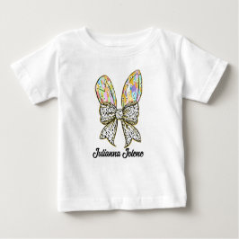 Camiseta Para Bebê Glitter Easter Bunny Ears com Nome Personalizado d