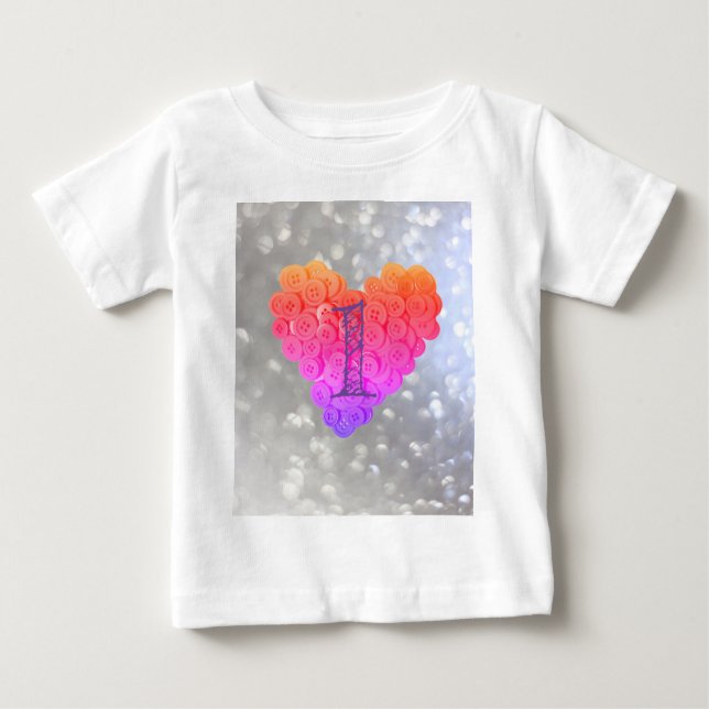 Camiseta Para Bebê Glitter Glamor primeiro aniversario (Frente)