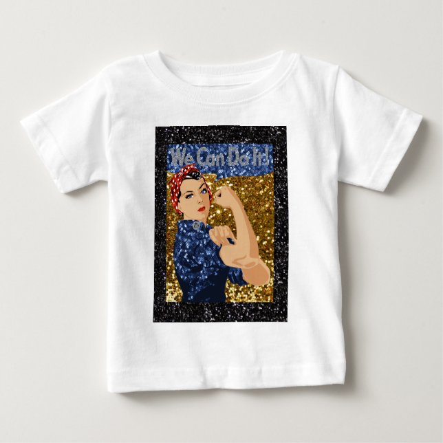 Camiseta Para Bebê glitter rosie, o rivete (Frente)