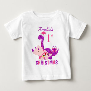 Camiseta Para Bebê Glitter Roxo Dinossauro de 1rua de Natal