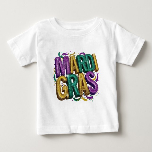 Camiseta Para Bebê Glittery Mardi Gras Gras Women's T-Shirt, Purple G (Frente)