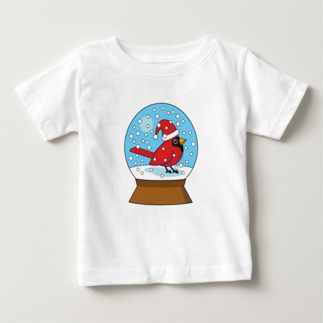 Camiseta Para Bebê Globo de Neve com Cardeal Vermelho Bonito (Frente)