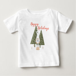 Camiseta Para Bebê Gnome de Inverno Feliz Natal Combinando
