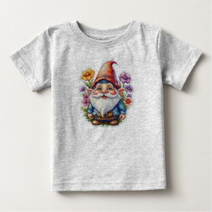 Camiseta Para Bebê Gnome E Flores 1