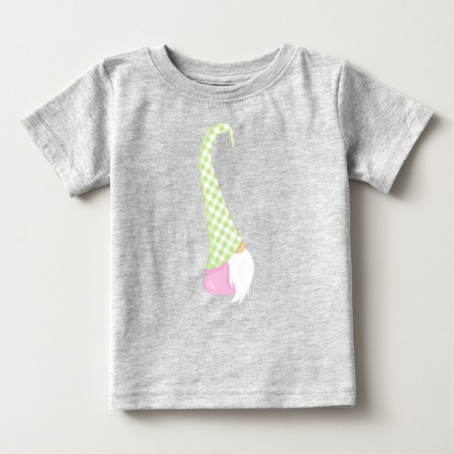 Camiseta Para Bebê Gnomo Bonito, Gnomo Jardim, Gnomo Pequeno, Chapéu, (Frente)