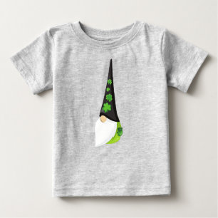 Camiseta Para Bebê Gnomo do Dia de São Patrício, Gnomo Cute, Clovers