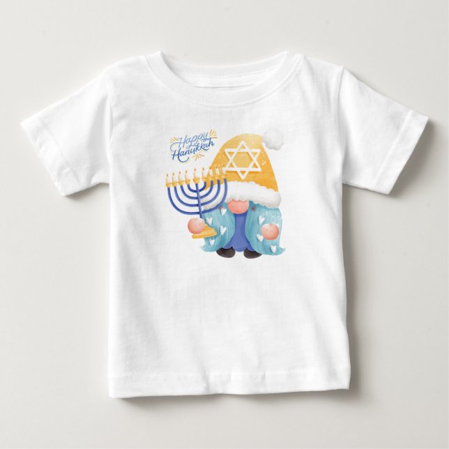 Camiseta Para Bebê Gnomo feliz do hanukkah (Frente)