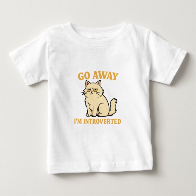 Camiseta Para Bebê Go Away I'm Introverted – Funny Cat Shirt (Frente)