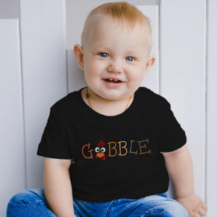Camiseta Para Bebê Gobble Gobble Até Você Cambalear Ação de Graças Di