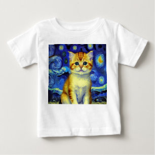 Camiseta Para Bebê Góh Góh Frio Cote Starry Night Van Gogh