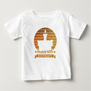 Camiseta Para Bebê Golden Glitter Happy 60th Birthday cake