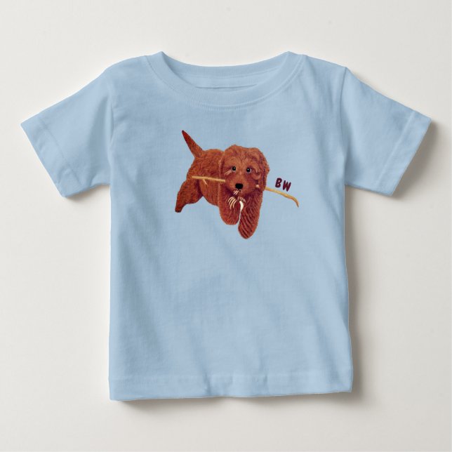 Camiseta Para Bebê Goldie Golden Doodle Boy (Frente)