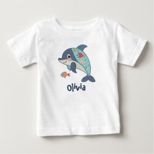 Camiseta Para Bebê Golfinhão de Patchwork Fofo
