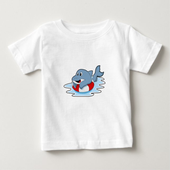 Camiseta Para Bebê Golfinho a Nadar com anel de Natação.PNG (Frente)