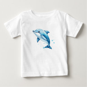Camiseta Para Bebê Golfinho Azul Splashy