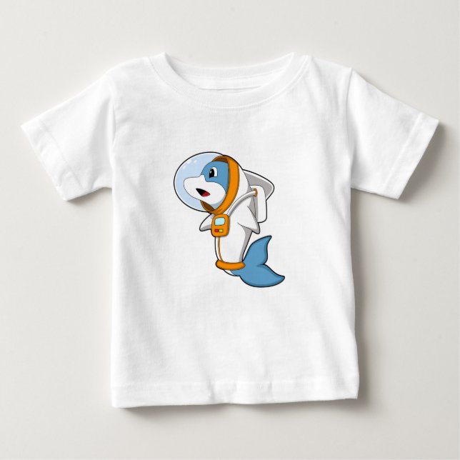 Camiseta Para Bebê Golfinho como astronauta com fantasia (Frente)