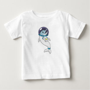 Camiseta Para Bebê Golfinho como astronauta na fantasia
