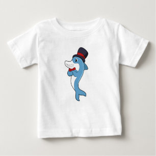 Camiseta Para Bebê Golfinho como cavalheiro com chapéu