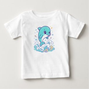 Camiseta Para Bebê Golfinho de Splash de Bolha Personalizado Animal M