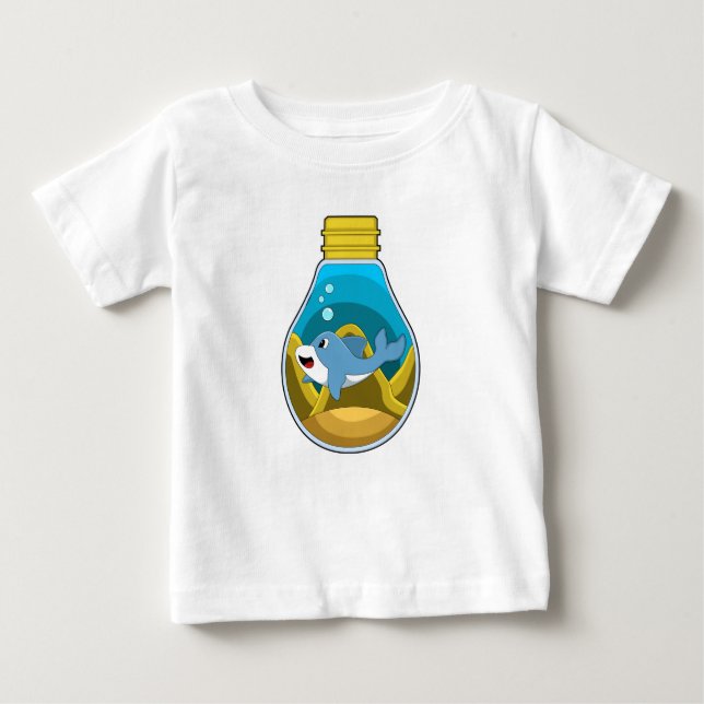 Camiseta Para Bebê Golfinho em Nadação no Aquário (Frente)