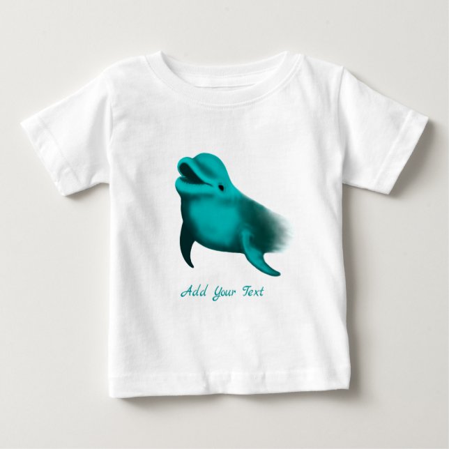 Camiseta Para Bebê Golfinho Sortudo - Adicione seu texto (Frente)