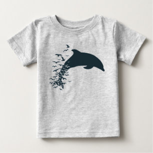 Camiseta Para Bebê Golfinhos do Mar Gaivotas da Natureza