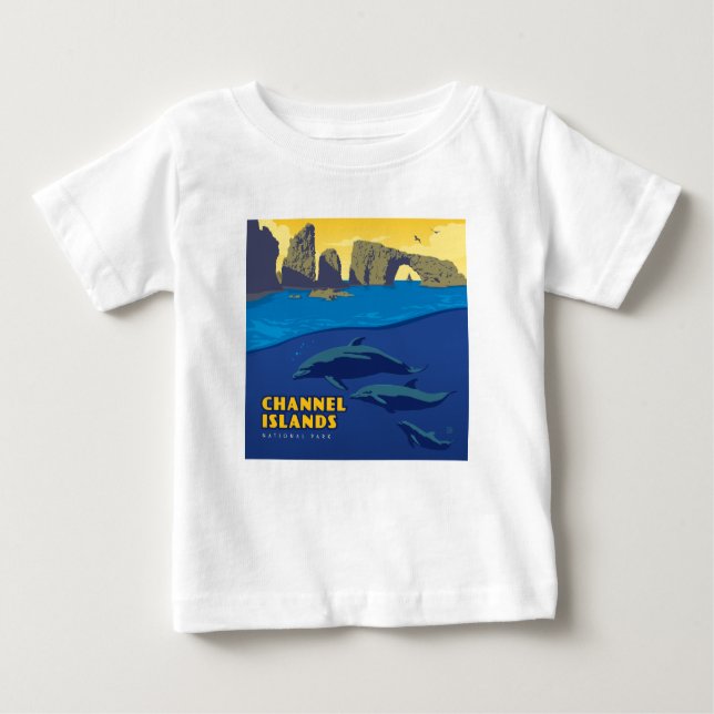 Camiseta Para Bebê Golfinhos do Parque Nacional das Ilhas do Canal (Frente)