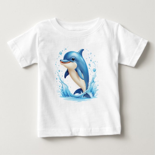 Camiseta Para Bebê golfinhos, natureza, imagens de água (Frente)
