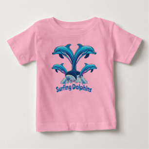 Camiseta Para Bebê Golfinhos surfados