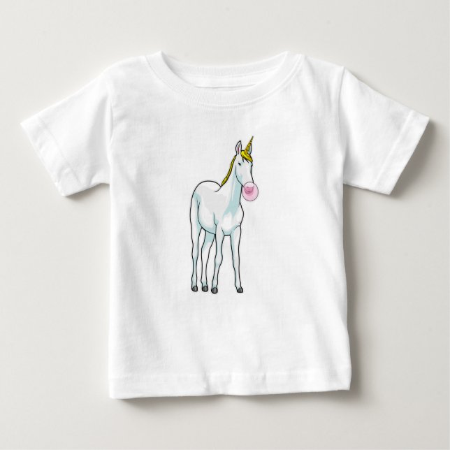 Camiseta Para Bebê Goma-bolha do Unicorn (Frente)