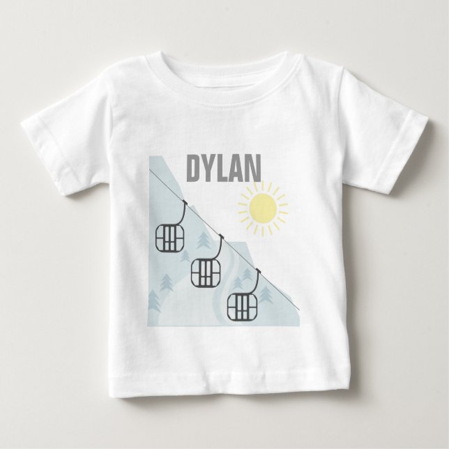 Camiseta Para Bebê Gôndola Personnalised do esqui (Frente)