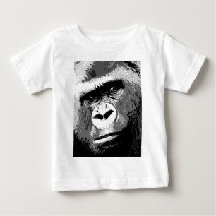 Camiseta Para Bebê Gorila Negra